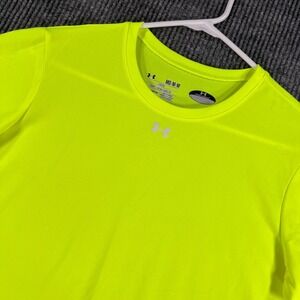 Under Armour HeatGear Shirt Womens Medium Neon Yellow Short Sleeve Active